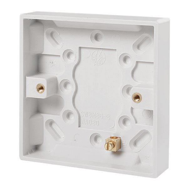 Click PRW080 1 Gang 16mm Deep Pattress Box With Brass Earth Terminal Fitted