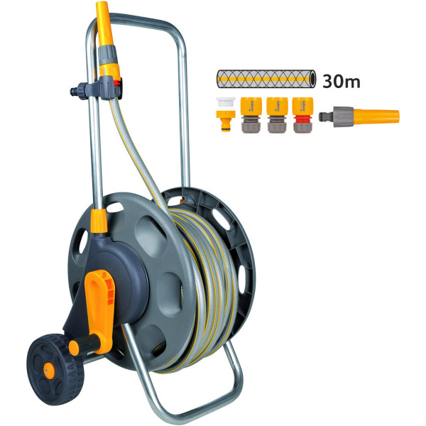 Hozelock 30m Freestanding Compact Hose Reel + 25m of 12.5mm Hose