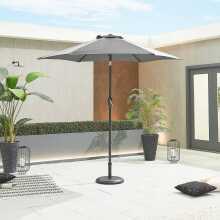 Nova Antigua Grey Frame Aluminium Parasol 2.4M Round - Grey (Home Delivery)