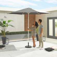 Nova Antigua White Frame Aluminium Parasol 3M Round Grey (Home Delivery)