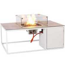 Nova Chill Rectangular Fire Pit With Wind Guard With Cover White (Home Delivery)