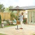 Nova Dominica Wooden Parasol 2M Round Grey (Home Delivery)