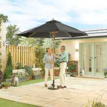 Nova Dominica Wooden Parasol 3M Round Black N(Home Delivery)