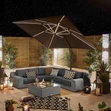 Nova Galaxy Grey Frame Led Cantilever Parasol 3M Square Grey (Home Delivery)