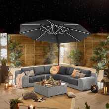 Nova Galaxy Grey Frame Led Cantilever Parasol 3.5M Round Grey (Home Delivery)