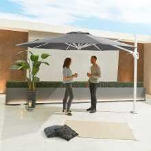 Nova Galaxy White Frame Led Cantilever Parasol 3.5M Round Grey N(Home Delivery)