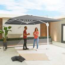 Nova Galaxy White Frame Led Cantilever Parasol 4 X 3M Rectangular Grey (Home Delivery)