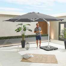 Nova Genesis White Frame Cantilever Parasol 3.5M Round Grey N(Home Delivery)