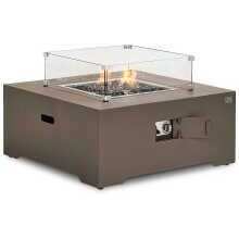 Nova Lunar Square Gas Fire Pit With Wind Guard &amp; Cover Coffee (Home Delivery)