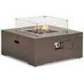 Nova Lunar Square Gas Fire Pit With Wind Guard &amp; Cover Coffee (Home Delivery)