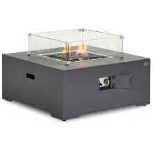 Nova Lunar Square Gas Fire Pit With Wind Guard &amp; Cover Dark Grey (Home Delivery)