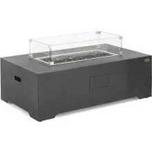 Nova Mars Rectangular Gas Fire Pit With Wind Guard &amp; Cover Dark Grey (Home Delivery)