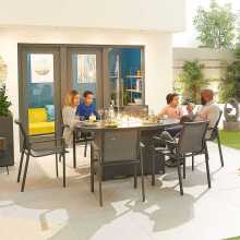 Nova Milano 6 Seat Oval Dining Set With Firepit Grey (Home Delivery)