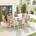 Nova Milano 8 Rectangular Dining Set With Firepit White (Home Delivery)