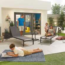 Nova Milano Sun Lounger Set With Side Table Grey (Home Delivery)