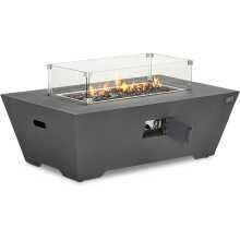 Nova Neptune Rectangular Gas Fire Pit With Wind Guard &amp; Cover Dark Grey (Home Delivery)