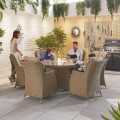 Nova Thalia 6 Seat Dining Set With Fire Pit 1.5M Round Table Willow (Home Delivery)