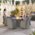 Nova Thalia 6 Seat Dining Set With Fire Pit 1.5M Round Table White Wash (Home Delivery)