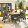 Nova Venice 6 Seat Oval Dining Set With Firepit Grey (Home Delivery)