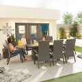 Nova Venice 8 Rectangular Dining Set With Firepit Grey (Home Delivery)