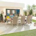 Nova Venice 8 Rectangular Dining Set With Firepit White (Home Delivery)