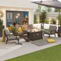 Nova Vogue Sofa Dining Set With Firepit Table Grey (Home Delivery)