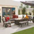 Nova Vogue Sofa Dining Set With Firepit Table &amp; Bench Grey (Home Delivery)