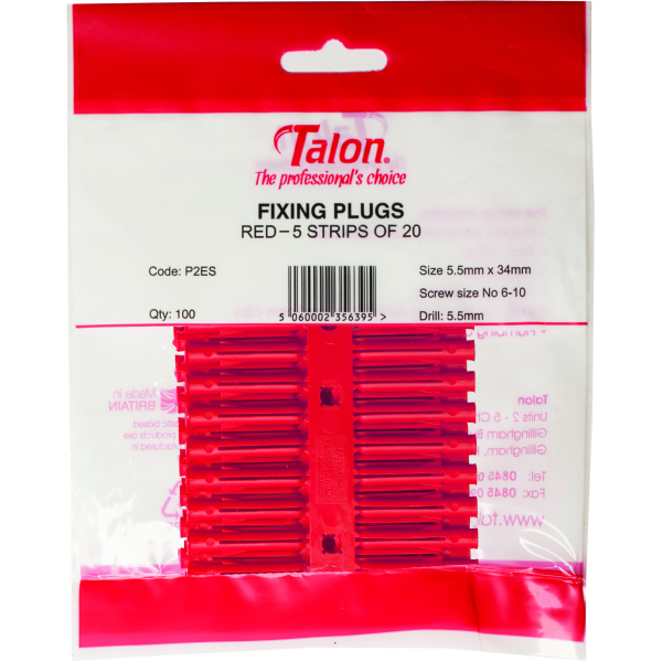 TALON Plastic Wallplugs x 100 Red